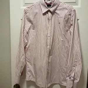 GAASTRA Red/White Stripe Button Down Dress Shirt , Size L